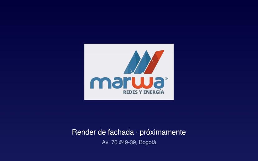 Fachada de la sede MARWA en Bogotá
